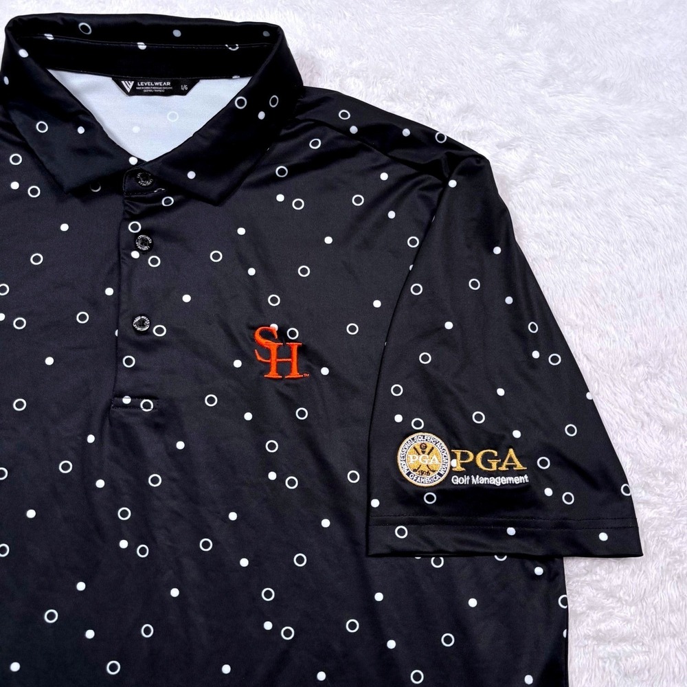 Sam Houston Bearkats Polo Men L Black Geometric Performance PGA Golf Management - Picture 3 of 11